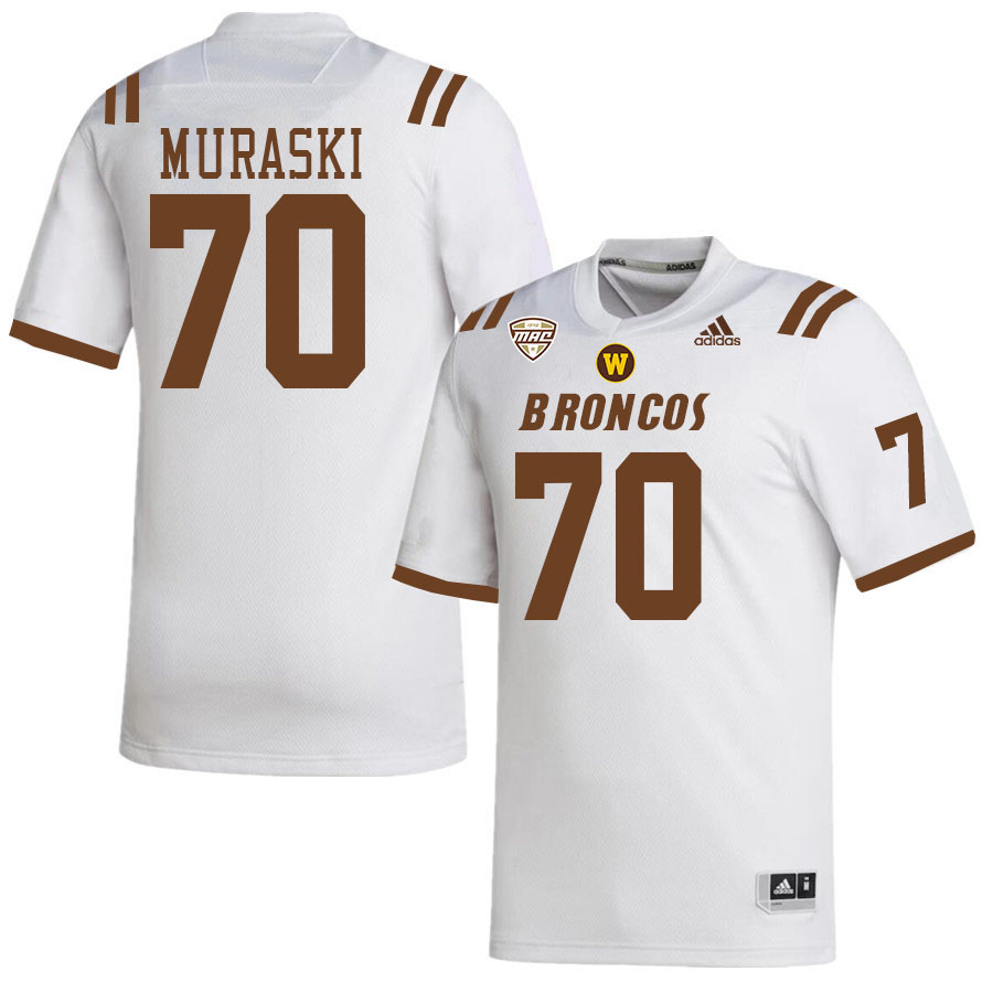 #70 Calvin Muraski Western Michigan Broncos College Football Jerseys Stitched-White